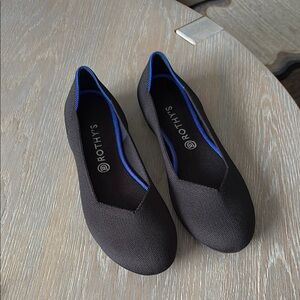 Rothy's Black Flats with Blue Trim